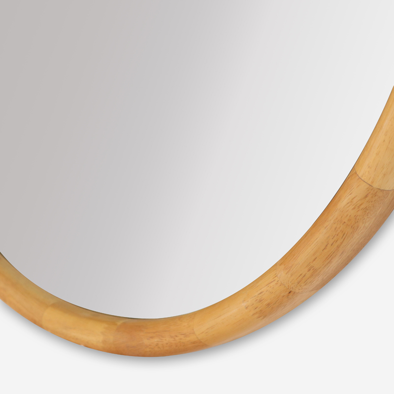 natural wood round mirror